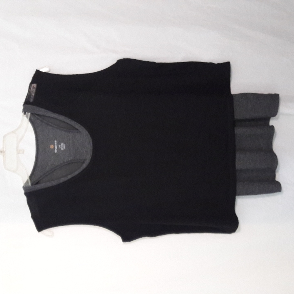Tangerine Women Size L Active Layered Twofer Tank Mesh Insert  Black/ Gray